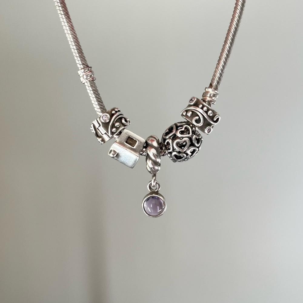 Authentic Pandora Bracelet with 5 Pandora Charms -Sterling Silver